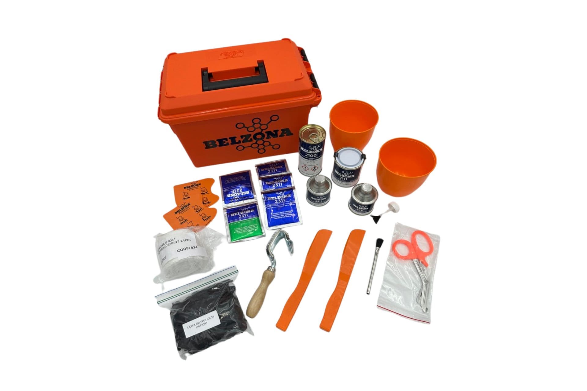 Belzona Adhesive Repair Kit — repair kit contents and lockable toolbox