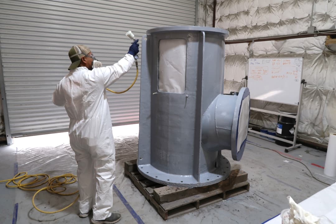 Belzona 5115 high-gloss topcoat being applied