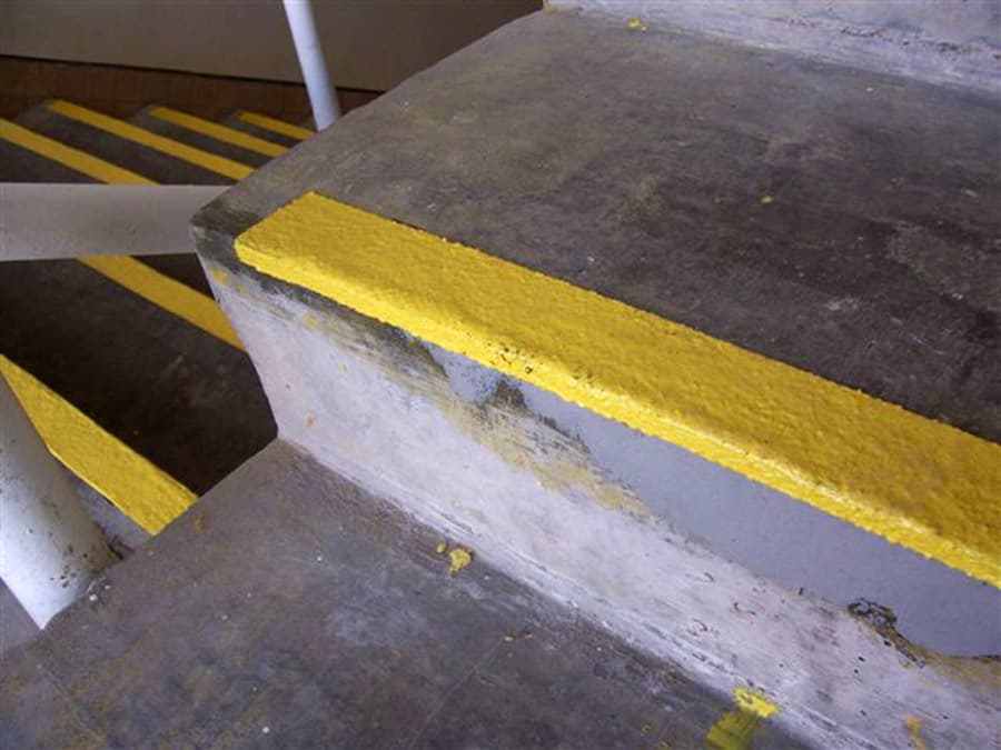 Steps repaired and protected from future damage with Belzona 4111 (Magma-Quartz)