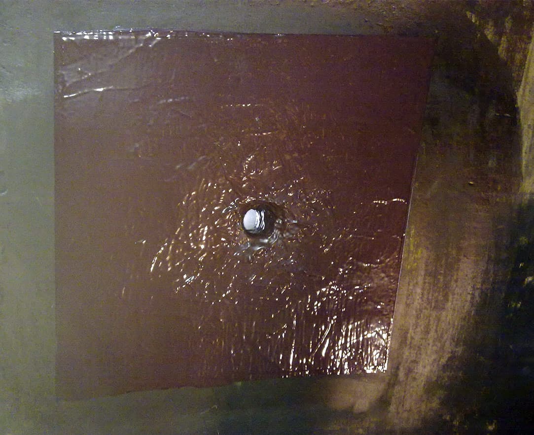 Ebonite lining overcoated with Belzona 4311 (Magma CR1)