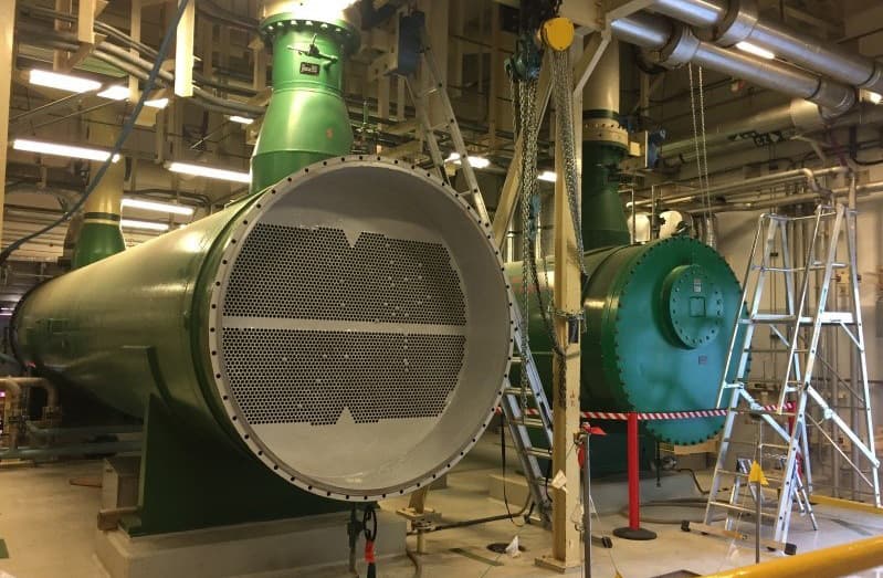 Condenser and heat-exchanger equipment at a nuclear facility