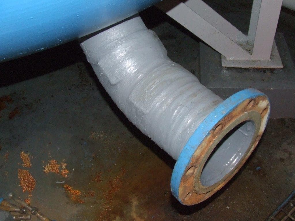 Process-vessel pipework protected with a Belzona coating