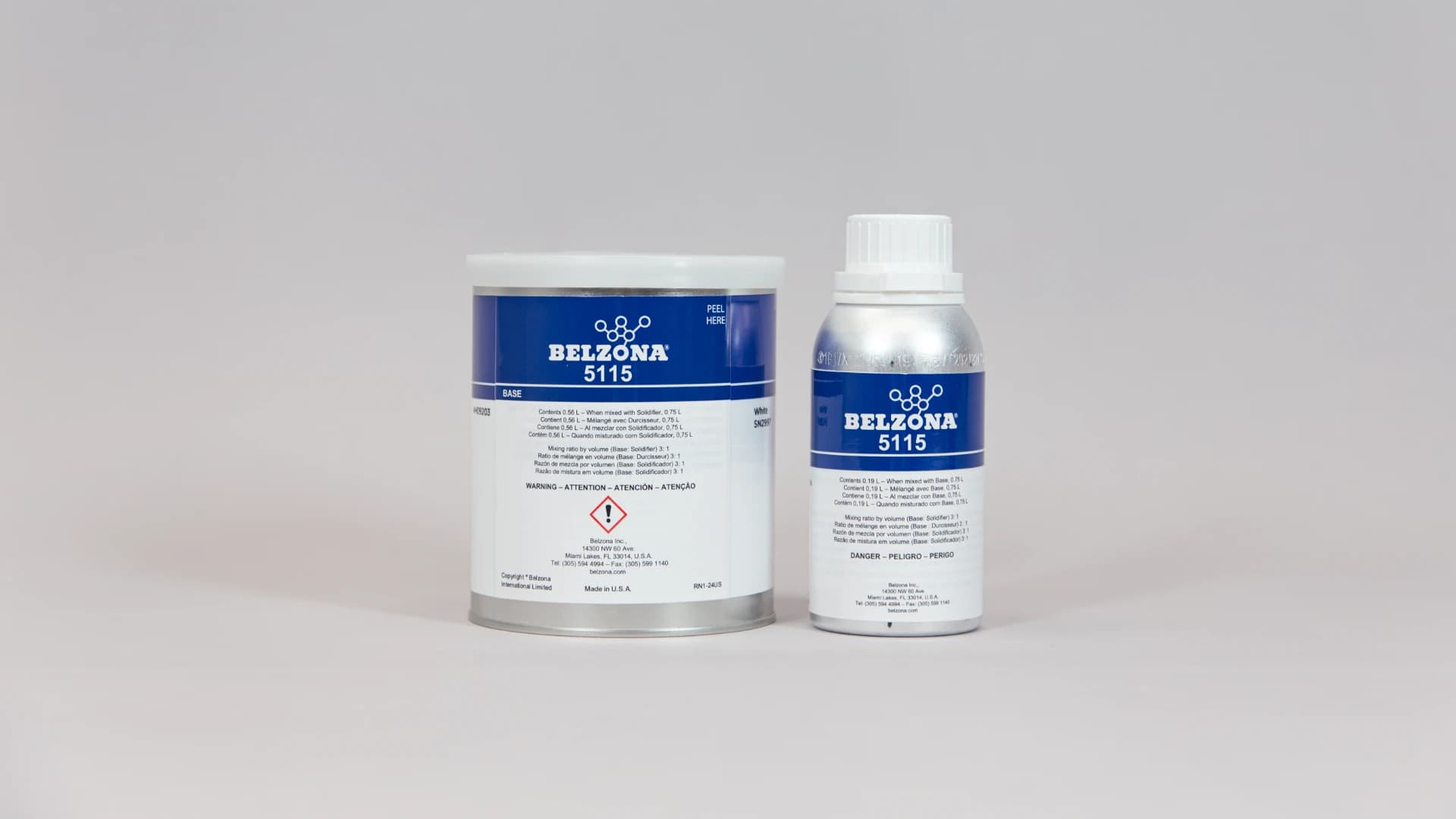 Belzona 5115, Base tin and Solidifier bottle